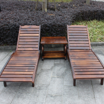 Carbonated Outdoor Solid Wood Seaside Beach Bed Outdoor Balcony Deck Chair Patio Pool Afternoon Bed Lunch Bed Casual Chair