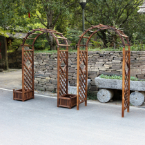 Courtyard grid arched arches Carbonated Anticorrosive Solid Wood Garden Gateway External Vines Arc Climbing Vine flower shelf
