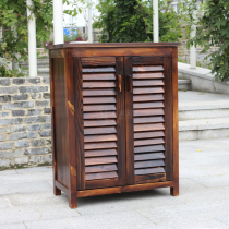 Solid Wood Carbonated Balcony Corridor Lockers Outdoor Patio Shoes Cabinet Venetian Door Dining Cabinet Indoor Wood Containing Cabinet