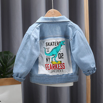 Male baby spring coat Baby childrens clothing Foreign style little boy spring and autumn long-sleeved denim lapel top tide