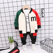 Mens baby Autumn suit 2021 new childrens clothing foreign style little boy Spring Autumn long sleeve T-shirt three sets