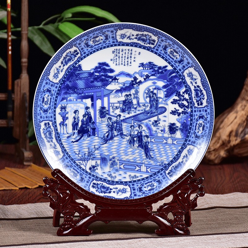 Jingdezhen blue and white porcelain home decoration plate home furnishing articles