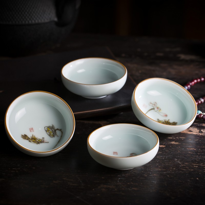 Jingdezhen ceramic sample tea cup tea hand - made harmony is the masters cup ji blue manual kung fu tea cups