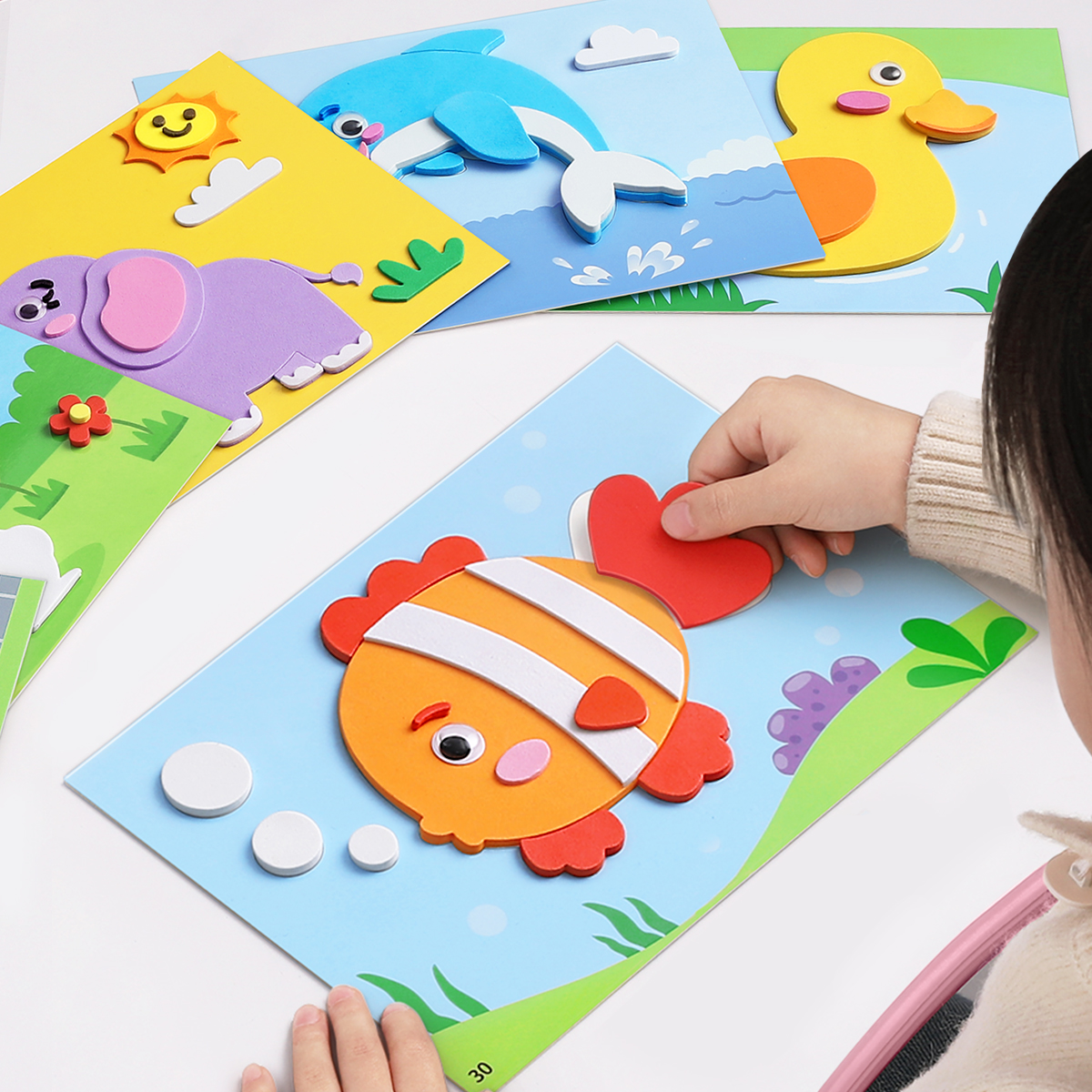 Children's handmade diy three-dimensional paste painting kindergarten 3d making material bag parent-child toy girls' stickers-Taobao