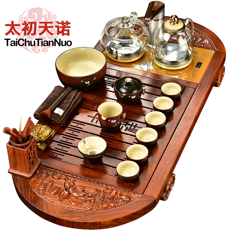 The beginning day, intelligent four pear kung fu tea sets and tea tray was home it tea tea tea