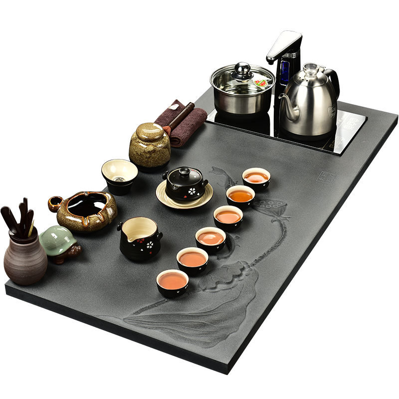 The beginning day, violet arenaceous kung fu tea set sharply stone tea tray was full of a complete set of intelligent electric tea stove four oneness automatically sheung shui