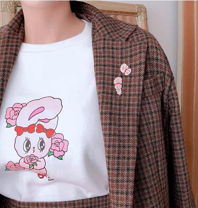 韩国chuu官网正品代购2018新款esther系列可爱小兔子胸章胸针