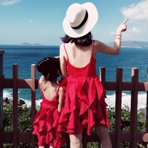 2021 Parent-Child Dress Ruffle Dress Chiffon Temperament Short Dress Beach Dress Female Dress Princess Dress Summer Tong