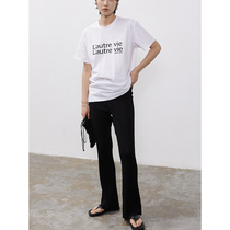 RandomPiece Spring Festival Regenerating Elastic Fiber and Licher Pendant with Lean Crater Strips Knitted Pants