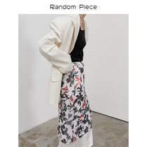 RandomPiece new Acetate Artisanal Folds Plant Printed sense Eugen yarn Double half skirt Female summer