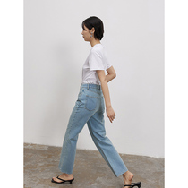 RandomPiece Spring Summer New Light Color Embroidery Straight Drum Full Cotton Turkey Medium-high Waist 90% Jeans