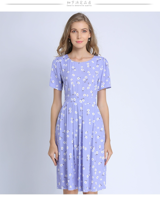 Kích thước lớn cotton lụa hoa mùa hè a-line dress 2021 mới mặc bên ngoài cotton nhân tạo cotton lụa quần áo phụ nữ thời trang trẻ - váy đầm
