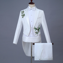 New white chorus command uniform middle-aged and elderly conductor clothing adult embroidery embroidery magic show host dress