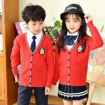 Primary school uniforms School Spring and Autumn Childrens cardigan sweater class uniforms