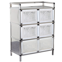 Stainless steel side cabinet storage cabinet Simple small cupboard Tea cabinet Kitchen cabinet Simple balcony bowl cabinet