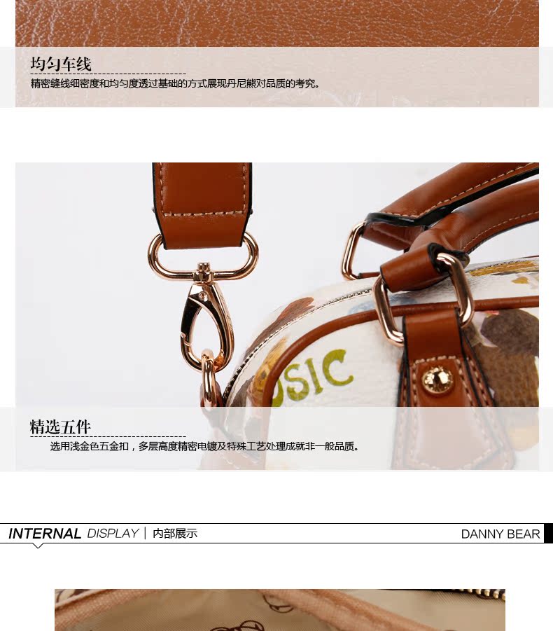 仿burberry熊 Danny Bear 丹尼熊手提斜挎包女包 音律熊甜美印花DBWS2006003 仿burberry