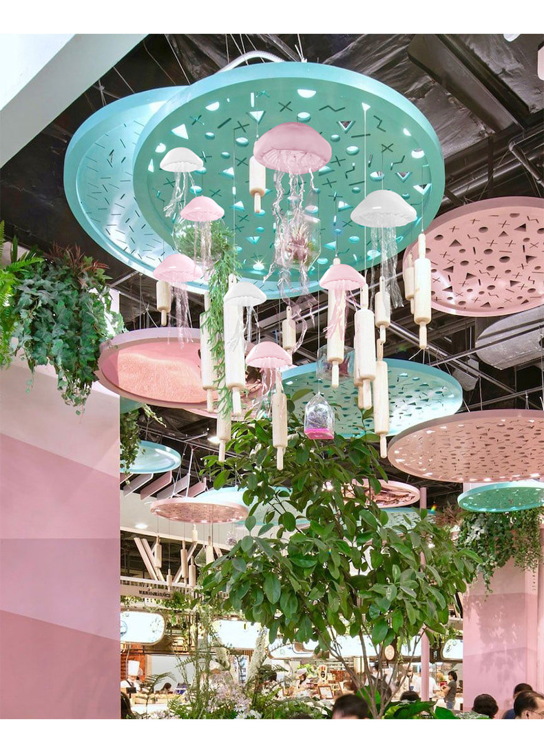 商场美陈水母橱窗陈列道具海洋主题家居软装饰品场景布置