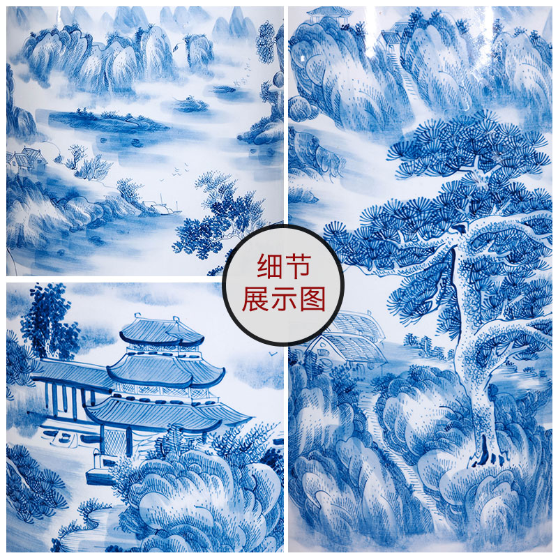 Jingdezhen ceramics hand - made landscape painting of large vase home furnishing articles housewarming gift villa hotel lobby