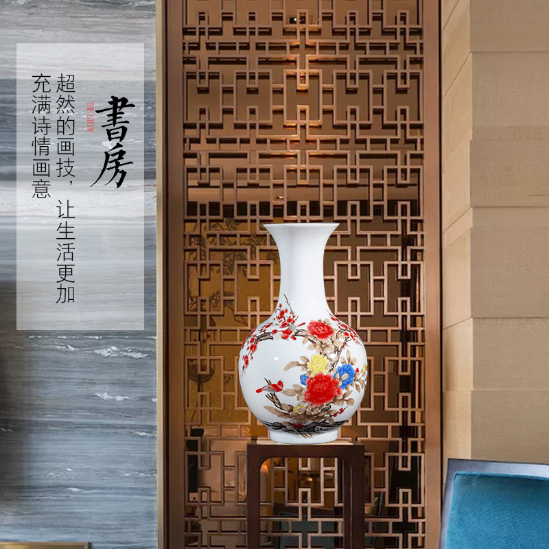 Jingdezhen ceramics powder enamel vase furnishing articles sitting room flower arrangement in modern Chinese style household decorative arts and crafts