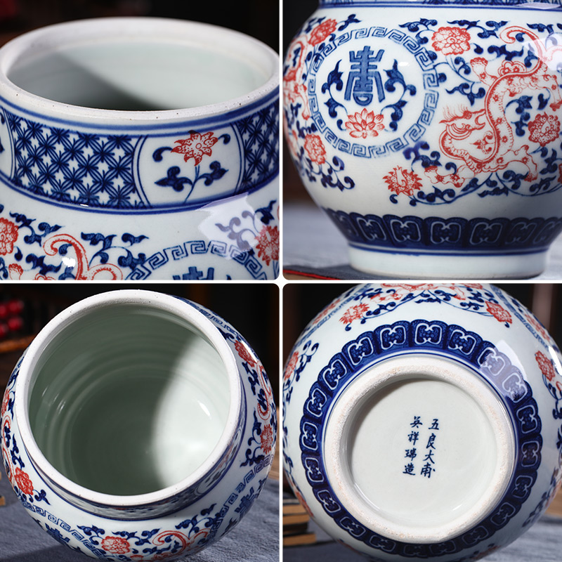 Jingdezhen blue and white ceramics storage tank caddy fixings of new Chinese style living room TV home decoration wine furnishing articles