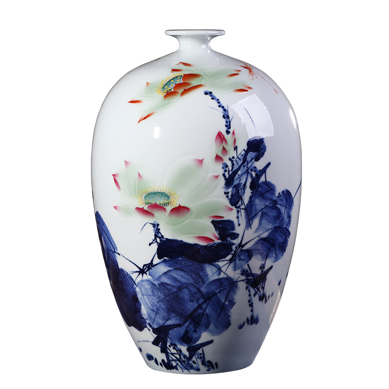 Jingdezhen porcelain ceramics celebrity virtuosi lotus "rhyme" hand - made big vase landed sitting room adornment ornament
