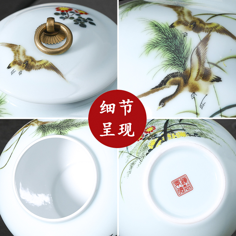 Jingdezhen ceramic tea set tea caddy fixings tea caddy fixings warehouse sealed household storage tank pu - erh tea pot receives half a catty