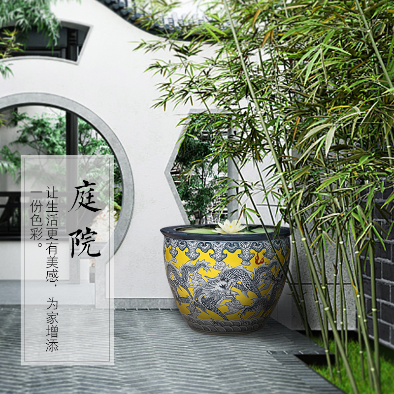 Basin of jingdezhen ceramic aquarium water lily lotus turtle water goldfish bowl lotus cylinder GangPen garden furnishing articles