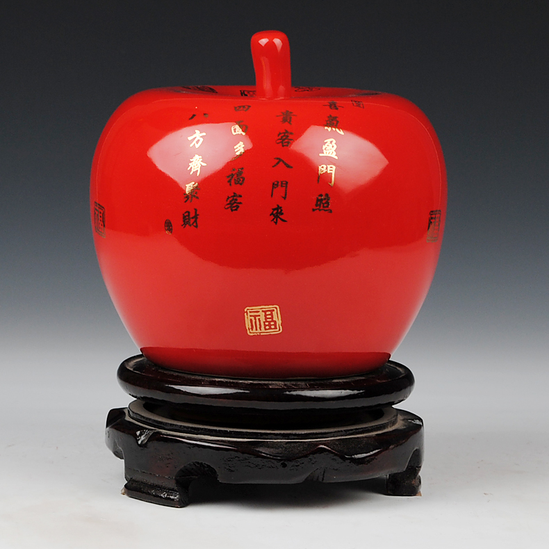 Jingdezhen ceramics China red longfeng maxim apple household adornment handicraft decoration gifts