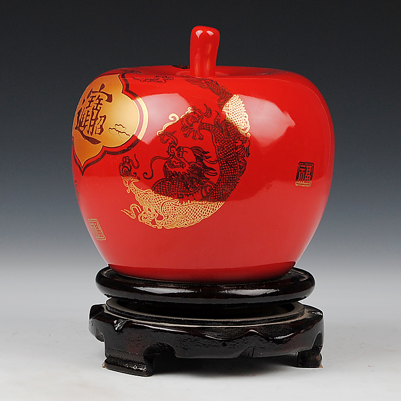 Jingdezhen ceramics China red longfeng maxim apple household adornment handicraft decoration gifts