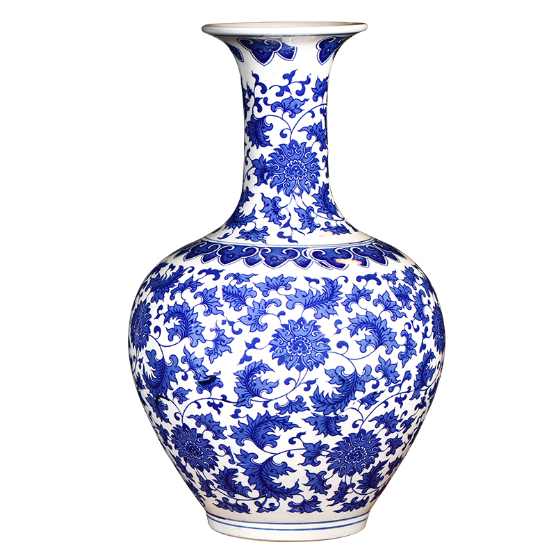 Ding the jingdezhen ceramics under the glaze color of large blue and white porcelain vase household adornment of I sitting room is placed