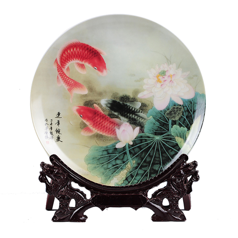 Jingdezhen ceramic hang dish decorative plate setting wall "years of more" Chinese style role ofing wall act the role of the sitting room
