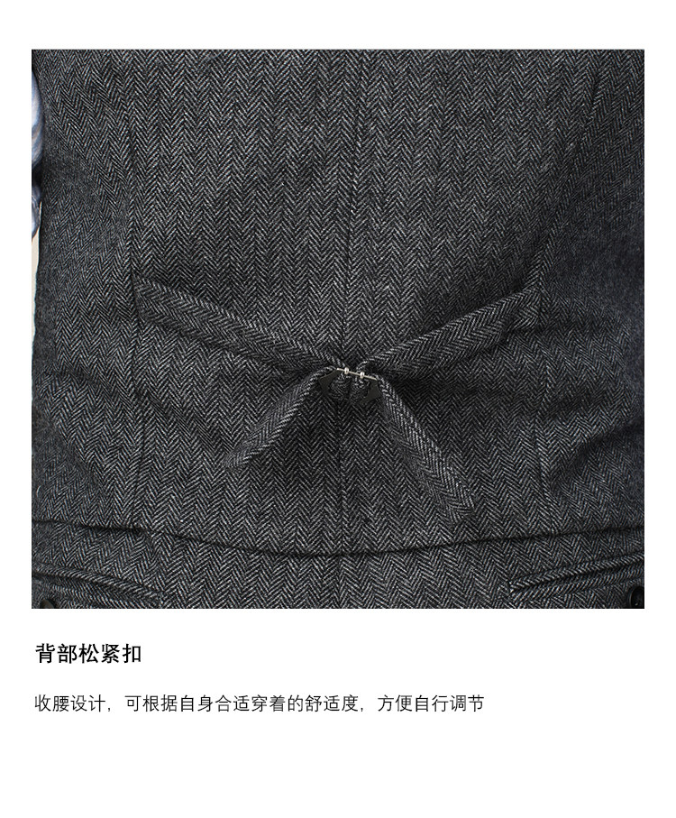 Жилеты cultum50%羊毛冬季加厚v领人字纹西装马甲男商务绅士正装西服马夹