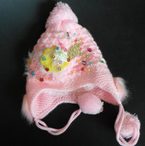 Baby hat Autumn and winter baby wool hat big hair ball 1-2 years old 3 trendy boys and girls winter childrens knitted hat