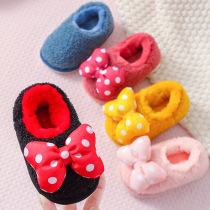 Winter Childrens cotton slippers Cute Cartoon Boy Baby Thickened Warm Non-slip Baby Soft Bottom Cotton Shoes Bag Heel