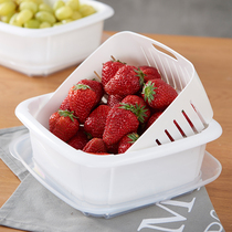 Pure Color Covered Containing Box Double Multifunction Drain Basket Kitchen Fridge Food Preservation Box Fruit Box Storage Box