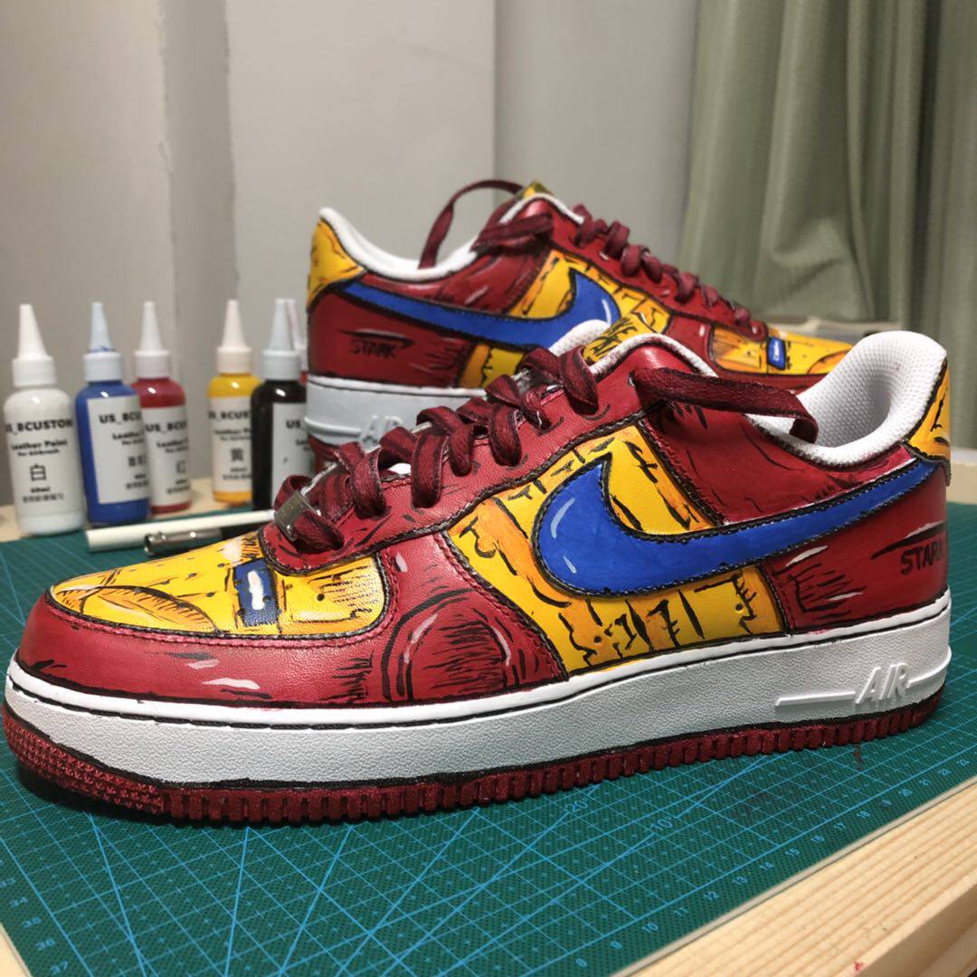 球鞋定制diy 手绘改色涂鸦 钢铁侠主题af1空军