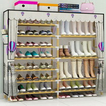 Shoe rack simple household economical dustproof solid wood multi-layer shoes storage shoe cabinet door large capacity indoor good looking