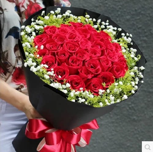 母亲节鲜花速递99朵红玫瑰99朵玫瑰花生日祝福