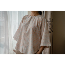 Chinese one-piece cutting hand stitch 2021 autumn floral cotton flat cut big sleeve retro tea suit