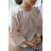 Parent-Child clothing spot cotton Chinese style big flower inverted big sleeve shirt Republic of China retro summer and autumn 2021 Hanfu