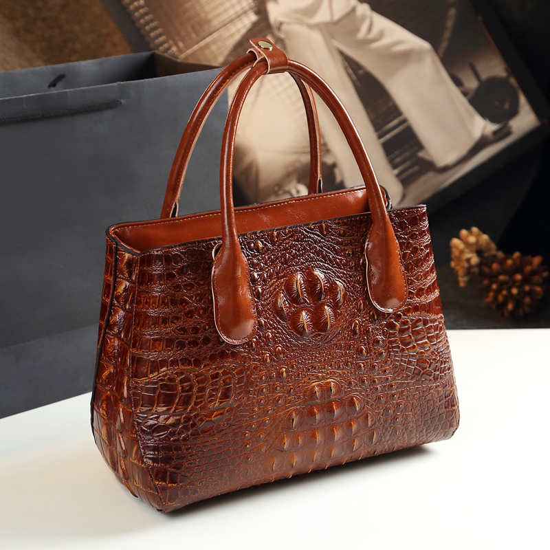 2018新款欧美时尚女包单肩斜挎鳄鱼纹大气手提包中年妈妈大包包女