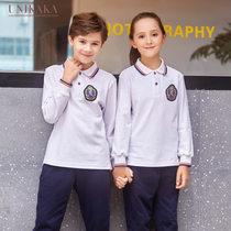 Kindergarten garden clothes Spring and summer childrens garden clothes Primary and secondary school sports school uniforms long-sleeved T-shirt polo shirt class clothes customization
