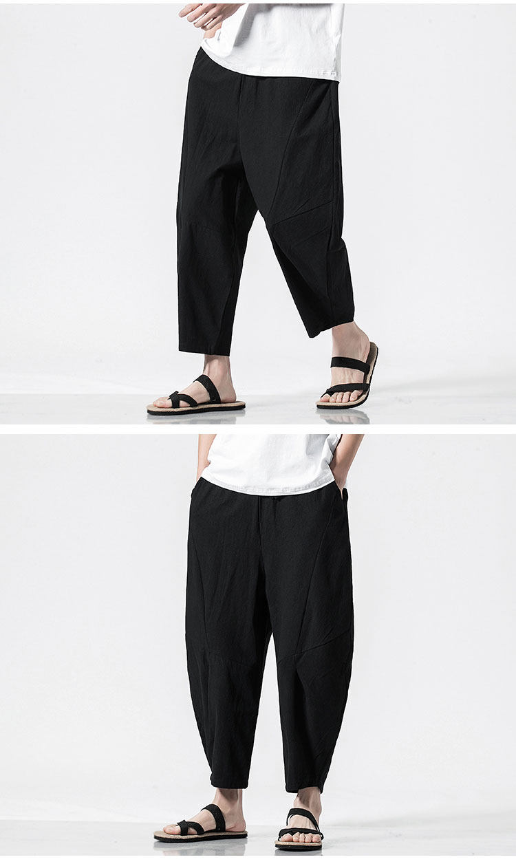 春夏新款日系宽松休闲裤男灯笼裤中国风9分裤qt2014-k03-p55