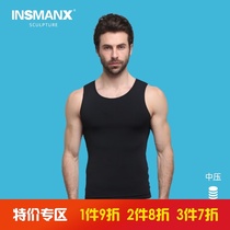 INSMANX MENs SHAPEWEAR chest abdomen thickening and velvet thermal underwear autumn and winter shaping tight vest