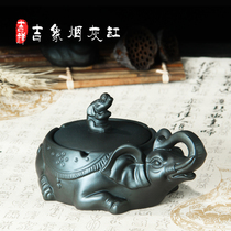Creative personality large living room ashtray Purple sand Zhu Mud ornaments Practical ashtray with cover Chinese treasure elephant gift