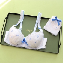 Day Ensemble Sweet And Cute Teenage Girl Lingerie Suit Lace Embroidery Sexy Bra Thin ABCDE Cup Milk Hood Spring