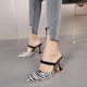 New wine glass heel women's shoes pointed straight stripe high-heeled sandals women sandals