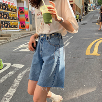 JHXC high waist denim shorts womens five-point pants 2020 Summer new loose slim Korean version of A wide leg pants tide