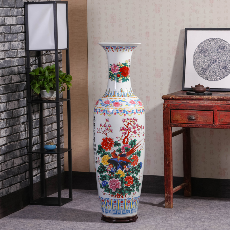 Jingdezhen ceramics blooming flowers hotel lobby hall for the opening of large vase decoration as furnishing articles