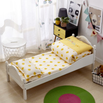 Childrens kindergarten winter quilted by three sets to make pure colour quilted quilts 6 pieces of pure cotton quilted by cartoon embroidered LOGO